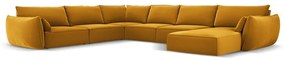 Musztardowy aksamitny narożnik (lewostronny/w kształcie litery U) Vanda – Mazzini Sofas