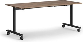 Mobilny stół MATCH, 180x80 cm, czarna podstawa, orzech