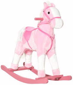 HOMCOM konik na biegunach dla dzieci konik na biegunach bujak rżący różowy