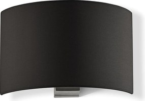 Kinkiet Amsterdam w klasycznym stylu - Wysoko?? 21 cm - wn?trze - stal i satynowany nikiel - czarny plisowany aba?ur wst?gowy - E27 Ø45 Max. 40W-IP20