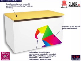 Biało-żółta skrzynia na zabawki - Elif 15X