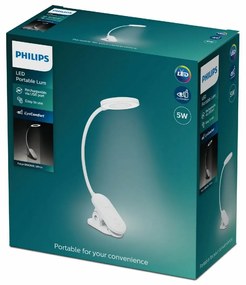 Philips 8720169194397 lampa stołowa LED  z klipsem Forys, biały, 1x 5 W 200 lm 4000 K IP20