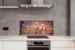 Panel szklany do Kuchni Świąteczne Prezenty na Drewnie