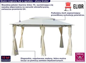 Biała nowoczesna altana ogrodowa z zasłonami - Grotto