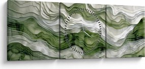 Obraz - Zielone i białe zmarszczki (z zegarem) (90x30 cm)