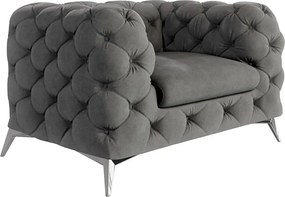 Szary aksamitny fotel Chelsea – Ropez