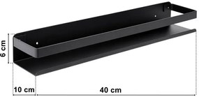 Czarna nowoczesna półka łazienkowa 40 cm - Derix