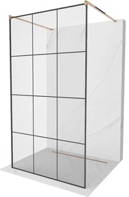 Mexen Kioto ścianka prysznicowa wolnostojąca 110 x 200 cm, czarny wzór 8 mm, różowe złoto - 800-110-002-60-77