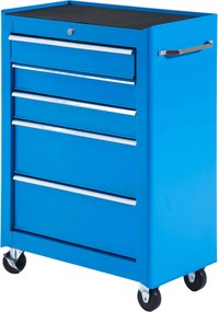 HOMCOM Szafka na narzędzia, skrzynia narzędziowa, 5 szuflad, mobilna, stalowa, czarna | Aosom PL