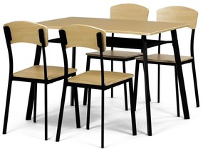 Zestaw jadalniany Industrial z 4 krzesłami, 110 x70 x 76 cm, brązowy