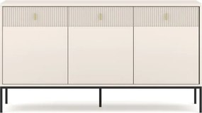 Komoda do Salonu Sypialni MARCOS 154 cm Kaszmir Ryflowana Trzydrzwiowa z Szufladami Nowoczesna