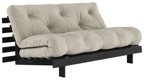 Szarobeżowa lniana rozkładana sofa 160 cm Roots Black Night – Karup Design