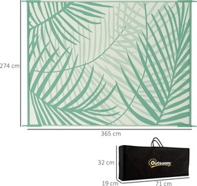 Outsunny Dywan zewnętrzny - Tarasowy, odporny na warunki pogodowe, nowoczesny design, 365 cm x 274 cm x 0,3cm, Zielony + Kremowy