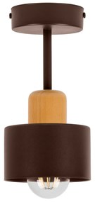 Brązowa lampa sufitowa, jednopunktowy spot DBU1010BR z drewna i metalu
