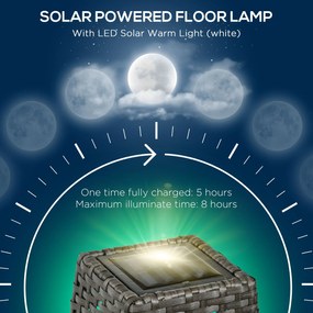 Outsunny Solarna lampa stojąca rattanowa z czujnikiem światła Automatyczna LED lampa solarna w stylu boho IP44 wodoszczelna | Aosom PL