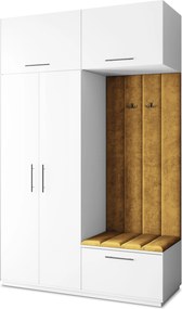Masseno Garderoba REMA 150/240/60 cm Nowoczesna Szafa do Przedpokoju Biała, MONOLITH 48 (Żółty)