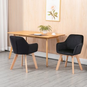 HOMCOM Krzesła Jadalniane Zestaw 2 Nowoczesny Design Aksamit Drewno Kauczukowe 54x57x80 cm Czarne | Aosom PL