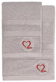 Szare bawełniane ręczniki zestaw 2 szt. frotte Love – Foutastic