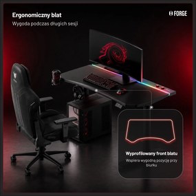 Elektryczne biurko dla graczy RGB Diablo X-Forge, 140x70 cm, czarne