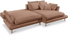 Narożnik MONTE Prawostronny z funkcją spania, pojemnikiem i poduszkami, Sorriso 05 Brązowy WERSAL