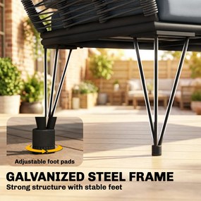 Outsunny Sofa Ogrodowa z Poduszkami 2-osobowa Rattanowa Meble Balkonowe 123 x 67 x 72 cm Jasnoszara | Aosom PL