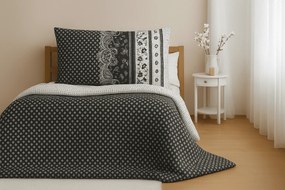 PrzytulneMieszkanie.pl PrzytulneMieszkanie.pl Poliestrowo-bawełniana pościel CANZONE BLACK, czarna Rozmiar pościeli: 2 szt 70 x 90 cm | 200 x 220 cm