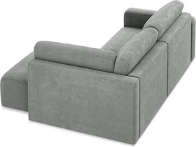 Szary rozkładany/ze schowkiem narożnik z tkaniny szenilowej (prawostronny/w kształcie litery L) Kona – Makamii