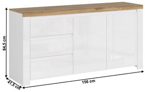 Komoda VILGO 2D3S, błyszczący biały