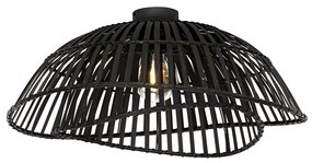 Orientalna lampa sufitowa czarna z bambusa 62 cm - PuaKolonialny Oswietlenie wewnetrzne