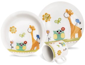 3-częściowy zestaw dziecięcych porcelanowych naczyń Orion Giraffe
