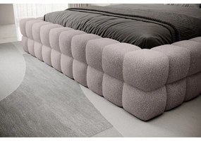 Jasnoróżowe tapicerowane łóżko dwuosobowe ze schowkiem ze stelażem 140x200 cm Dizzle – ELTAP