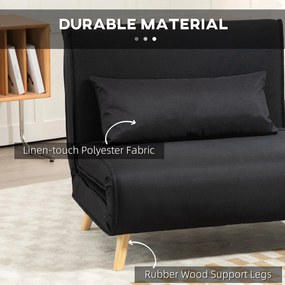 HOMCOM Fotel relaksacyjny z funkcją łóżka dla jednej osoby nowoczesny design do 350 kg czarny | Aosom PL