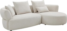Narożna sofa prawa z beżowej tkaniny szenilowej CUSAVA od Maison Céphy