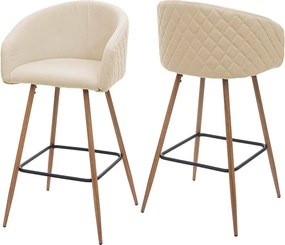 Stołek barowy MCW-D72 (zestaw 2 szt.),  tkanina/tekstylia, kremowo-beżowy