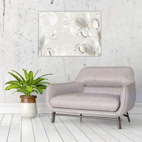 Obraz - Tulipany między bąbelkami (70x50 cm)