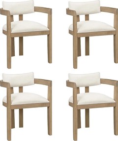 Zestaw 4 krzeseł do jadalni z litego drewna - 57,5 x 60,5 x 78,5 cm - styl nowoczesny - len - naturalny