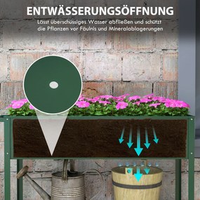 Outsunny Wysokie łóżko ogrodowe na kółkach, regał na zioła, metalowy skrzyniowy ogródek roślinny do ogrodu, balkonu, szary, 109 x 44 x 80 cm