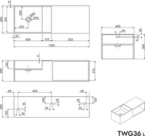Umywalka ścienna TWG36 z odlewu mineralnego