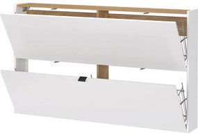 Biała uchylna wisząca szafka na buty w dekorze dębu 140x83x18 cm Ameca – Germania
