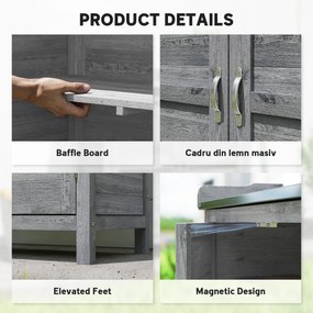 Outsunny Stół do przesadzania z szafką z drewna, ogrodowa szafka z ocynkowanym blatem, 2 półki, szary | Aosom PL