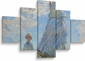 Obraz - Claude Monet, Woman with a Parasol - Madame Monet and Her Son, reprodukcje (125x70 cm)