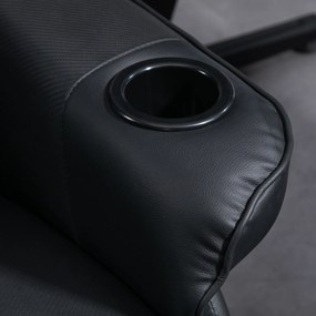 HOMCOM Fotel Gamingowy z Masażem, Regulowane Oparcie, Podnóżek, do 120 kg, Stelaż Stalowy, Sztuczna Skóra, Czarny | Aosom PL