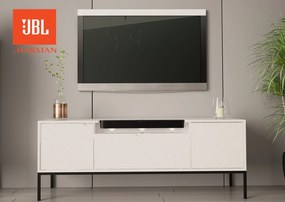 Szafka RTV z głośnikiem JBL i oświetleniem Aspen 06 biały mat/czarny