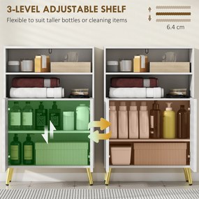 HOMCOM Szafka łazienkowa, komoda do pomieszczeń mieszkalnych, drzwi z cichym domykiem, 2 otwarte półki, MDF, Biały | Aosom PL