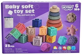 Woopie baby klocki sensoryczne układanka do ściskania dźwięk nauka liczenia 23 el.