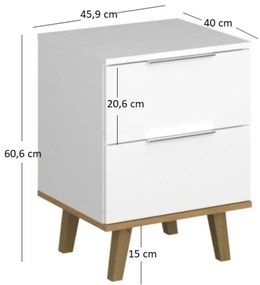 Komoda z Szufladami do Salonu RADIAN 46 cm Biała / Dąb kamienny Nowoczesna