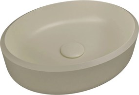 Umywalka z konglomeratu nablatowa okrągła beżowa 40 cm RONA beige : Wykończenie - w połysku