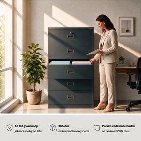 Szafa kartotekowa metalowa z 5 szufladami antracytowa, 900x1620x600 mm: SARA XL V5
