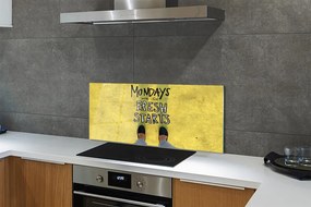 Szklany Panel Napis na Żółtym Tle i Nogi