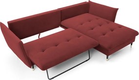 Narożnik GLAM Prawostronny z funkcją spania, zestaw z poduszkami wolnostojący tkanina RIVIERA 61 Burgundowy DOMO HOME